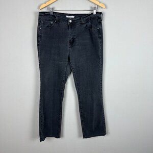 Levis 505 Straight‎ Jeans Womens 33 Charcoal Black Gray High Rise Stretch Crop